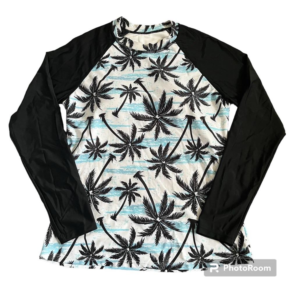 Tropical theme swim top long sleeve women’s small/medium